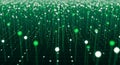 Digital Network of Green and White Glowing Particles on Dark Background technology data Royalty Free Stock Photo
