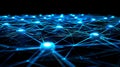 Futuristic Network Connection: Digital Data Nodes And Blue Light Pathways Royalty Free Stock Photo
