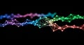 Abstract Network of Glowing Nodes and Lines in Rainbow Colors on Black Royalty Free Stock Photo