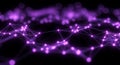 Abstract Network of Glowing Purple Nodes and Lines on Black Background connection technology Royalty Free Stock Photo
