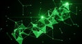 Abstract Green Network of Interconnected Lines and Glowing Spheres on a Dark Background technology Royalty Free Stock Photo