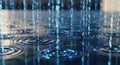Digital Rain of Binary Code Cascading into Rippling Water Surface Royalty Free Stock Photo