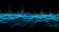 Abstract Blue Digital Sound Waveform on Black Background audio music Royalty Free Stock Photo