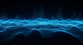 Abstract glowing blue digital sound wave pattern on a dark background audio music Royalty Free Stock Photo