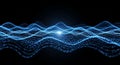 Abstract Blue Digital Wave Formed by Glowing Particles on a Dark Background Royalty Free Stock Photo
