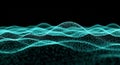 Abstract Glowing Teal Digital Wave Formed by Tiny Particles on Black Background image photo Royalty Free Stock Photo