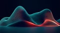 Glowing Digital Sound Wave Visualization in Vibrant Teal and Red Abstract Background Royalty Free Stock Photo