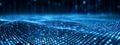 Abstract Visualization of Digital Waves with Glowing Blue Data Points, computer digital screen background