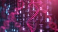Pink Abstract DNA Strand and Binary Code, the Future of Genetic Engineering Illustration Royalty Free Stock Photo