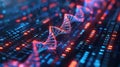 DNA Data Stream: Digital Genetic Code Represented as Binary Data Flowing in Virtual Space Royalty Free Stock Photo