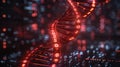 Glowing DNA Helix with Binary Code Displayed Against Dark Futuristic Background. Royalty Free Stock Photo