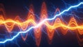 Abstract visualization of electric energy waves with vibrant blue lightning and fiery orange oscillations Keywords Royalty Free Stock Photo
