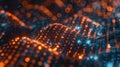 Abstract Technology Background with Binary Code and Glowing Particles in Orange and Blue Royalty Free Stock Photo