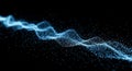 Abstract Blue Particle Wave on a Black Background flowing Royalty Free Stock Photo