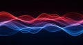 Abstract Wavy Lines of Red and Blue Light on Dark Background waves Royalty Free Stock Photo