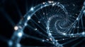 Abstract visualization of a glowing DNA double helix structure in a spiral pattern, representing genetics, molecular biology Royalty Free Stock Photo