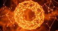 Abstract Orange Glowing Geometric Network Structure with Fiery Energy Background image photo Royalty Free Stock Photo
