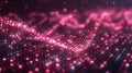 Abstract Pink Glowing Particle Waveform Landscape Background with Depth of Field Royalty Free Stock Photo