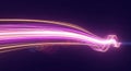 Abstract visualization of glowing pink and gold light trails on a dark background luminous energy Royalty Free Stock Photo
