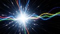 Abstract visualization of high speed data transmission through fiber optic cables showing brilliant colorful light streams Royalty Free Stock Photo