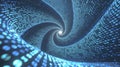 Digital data vortex with binary code & glowing dots, data flow, connectivity concept Royalty Free Stock Photo