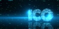 Abstract visualization of ICO and blockchain technology with glowing numbers. Financial innovation concept. Royalty Free Stock Photo