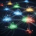 Of interconnected data clusters, each represented by colorful, Royalty Free Stock Photo