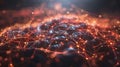 Futuristic Abstract Network Background with Glowing Orange Nodes and Connection Lines Royalty Free Stock Photo
