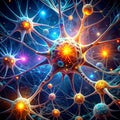 Abstract visualization of interconnected neurons with glowing synapses and vibrant energy Royalty Free Stock Photo