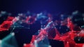 Abstract Red and Blue Digital Network Connections with Glowing Nodes technology Royalty Free Stock Photo