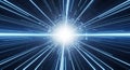 Abstract Blue Light Speed Tunnel Effect with Bright White Center Burst Royalty Free Stock Photo