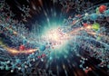 Abstract visualization of molecular structures and waveforms, Royalty Free Stock Photo