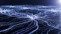 Neural Network Visualization with Glowing Blue and Purple Light Trails abstract Royalty Free Stock Photo