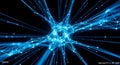 Abstract Blue Neural Network or Molecular Structure with Glowing Connections technology science Royalty Free Stock Photo