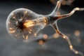 Abstract visualization of a neural network using an incandescent light bulb as an example. Royalty Free Stock Photo