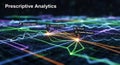 Abstract visualization of prescriptive analytics with glowing interconnected data points and lines representing complex insights Royalty Free Stock Photo