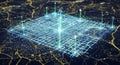 Abstract Digital City Map Grid With Data Connections and Light Trails Royalty Free Stock Photo
