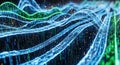 Abstract Data Flow Circuit Waves Futuristic Digital Network Technology and Big Data Analysis Royalty Free Stock Photo