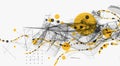 Abstract visualization of scientific data interaction through a network of interconnected nodes, smooth curves and chaos. Vector Royalty Free Stock Photo