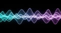 Abstract Sound Wave Visualization with Cyan and Magenta Particles on Black Background audio Royalty Free Stock Photo