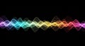 Colorful Abstract Sound Wave Visualization with Particles on Black Background audio music Royalty Free Stock Photo
