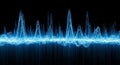 Abstract Blue Sound Waveform on a Black Background audio music Royalty Free Stock Photo