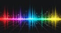 Abstract Neon Sound Wave Visualization Over Cityscape at Night equalizer audio Royalty Free Stock Photo