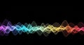 Abstract Rainbow Sound Wave Visualization with Colorful Particles on Black Background Royalty Free Stock Photo