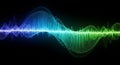 Abstract Sound Waveform Visualization in Blue and Green Gradient on Black Background audio Royalty Free Stock Photo