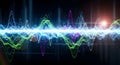 Abstract Visualization of Sound Waves and Data Streams in Dynamic Motion, AI Generated Royalty Free Stock Photo