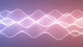 Abstract visualization of sound waves or data streams with glowing particles Royalty Free Stock Photo