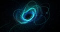 Abstract Swirling Blue and Teal Particles Forming a Vortex on Black Background glowing Royalty Free Stock Photo