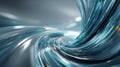 Abstract visualization of swirling luminous blue translucent fiber optic strands creating dynamic motion and futuristic energy Royalty Free Stock Photo