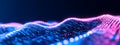Abstract Visualization of Tech Data Stream with Flowing Wavy Lines in Pink and Blue, computer digital screen background